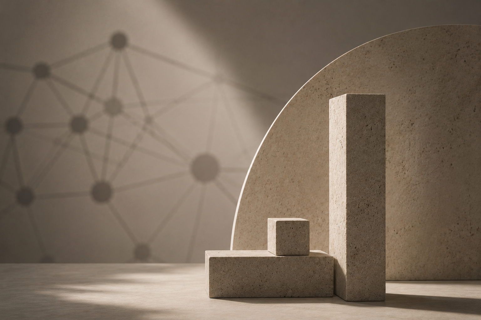 Boardroom or architectural interior with structural lines